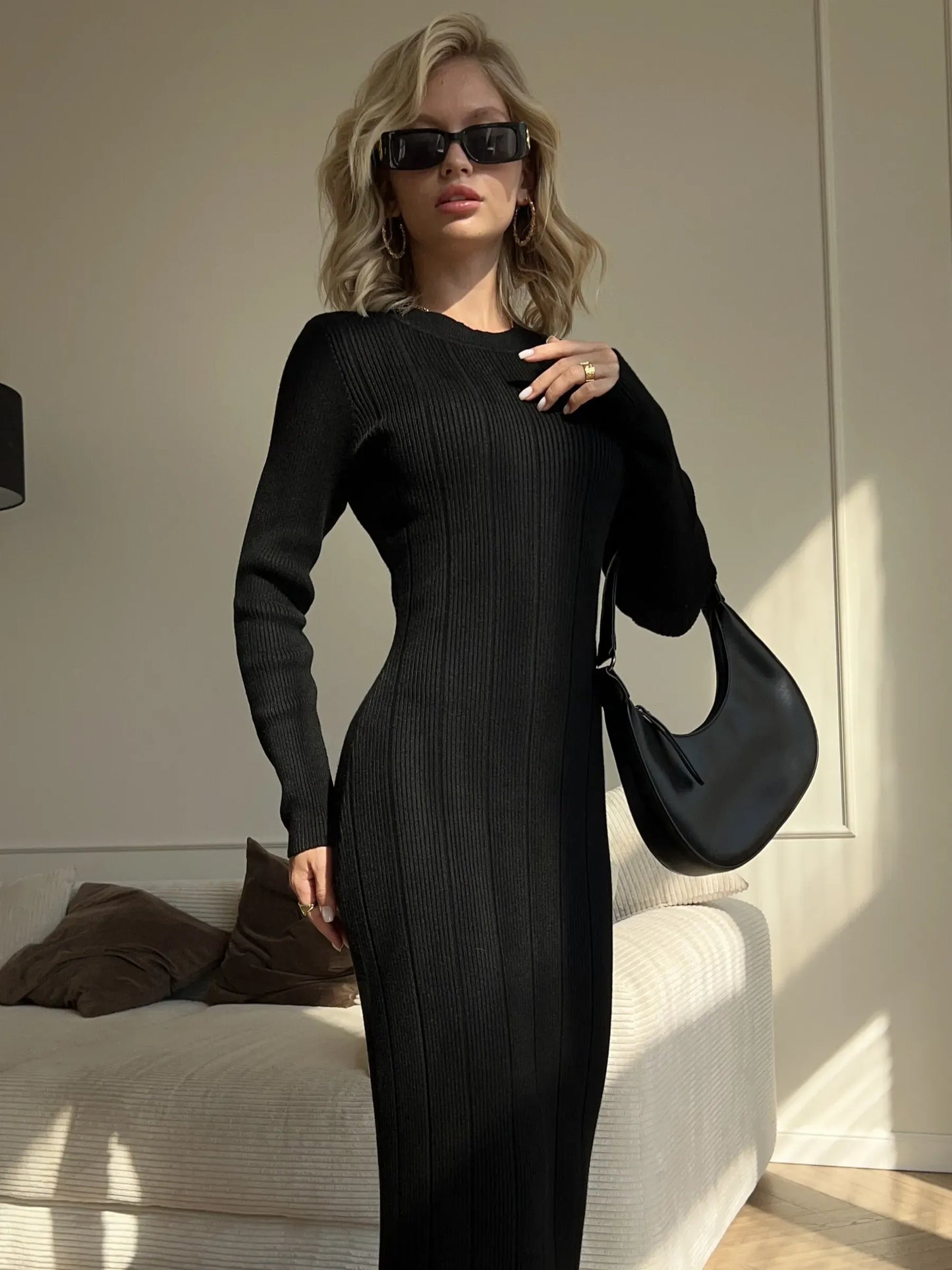 Noir Knit Midi Dress