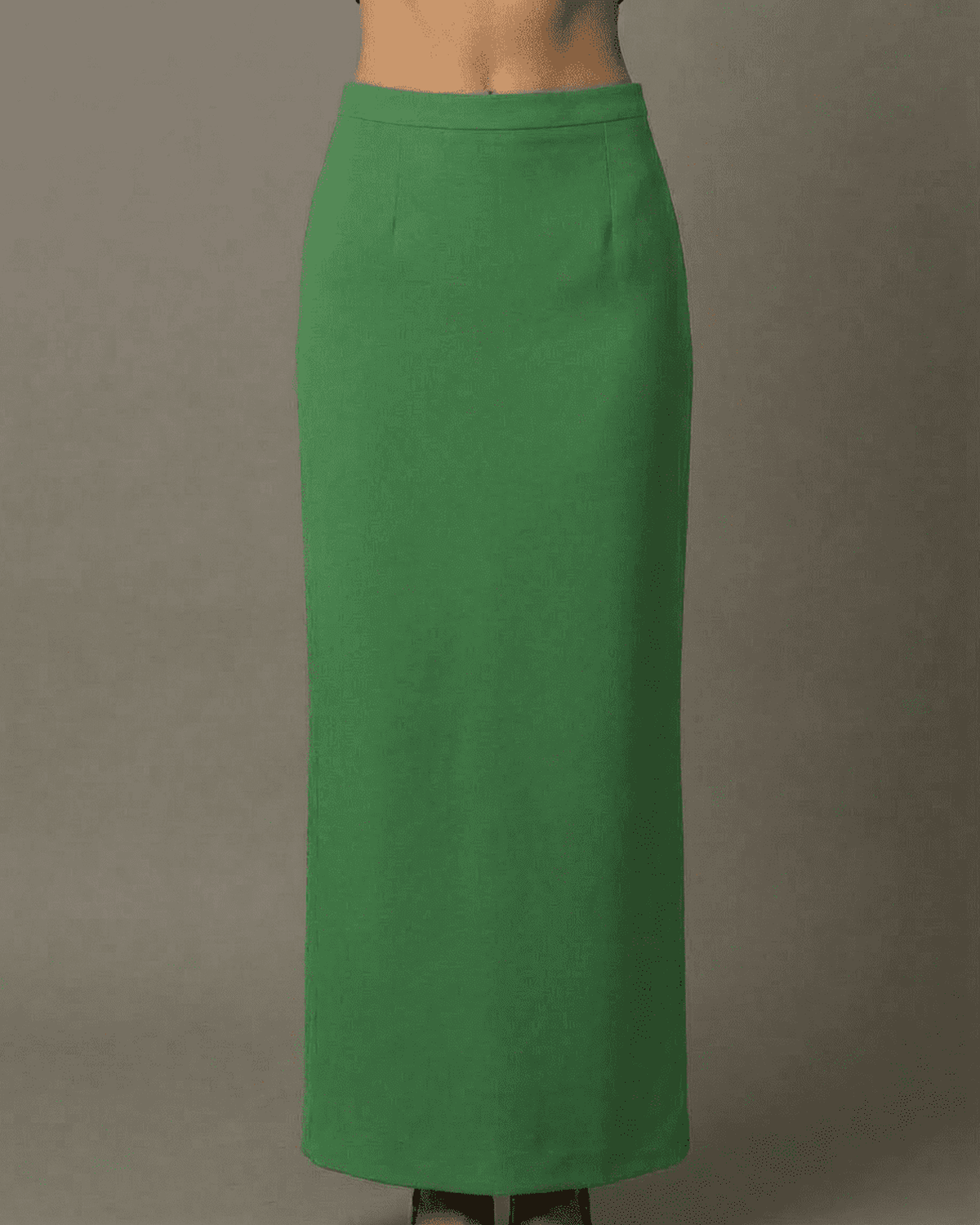 Emerald Maxi Skirt by Lauven - High-waisted straight silhouette with elegant slit in rich green.