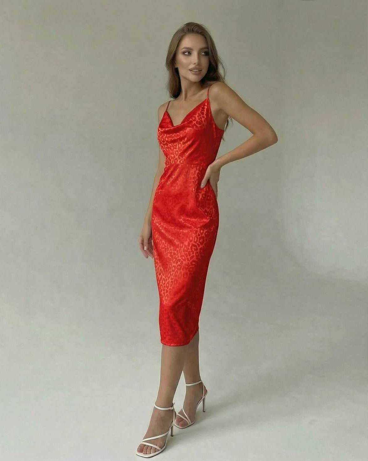 Siena Midi Dress by Lauven - Red Spaghetti Strap Split Midi Dress showcasing a chic silhouette.