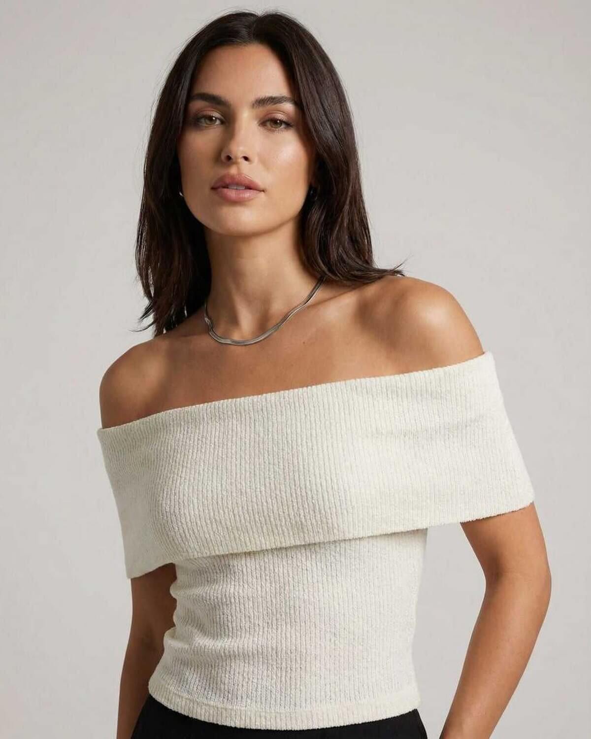 Monaco Top by Lauven - Women’s Off Shoulder Knit Top for a Casual Elegant Style
