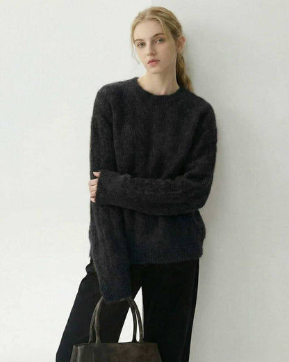Noiré Pullover by Lauven – Women’s black wool blend knit sweater, perfect for fall winter fashion.