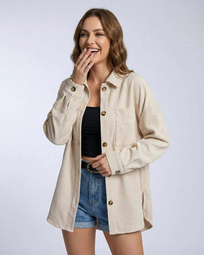 Monaco Jacket by Lauven – Women’s oversized corduroy jacket with a relaxed fit and modern style.