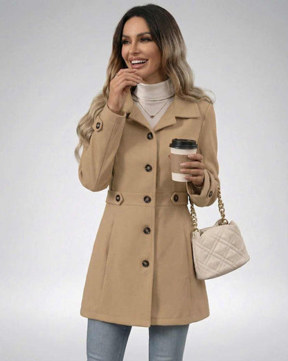 Milano Jacket by Lauven - Women’s beige tailored jacket with slim fit design, perfect for a polished look.