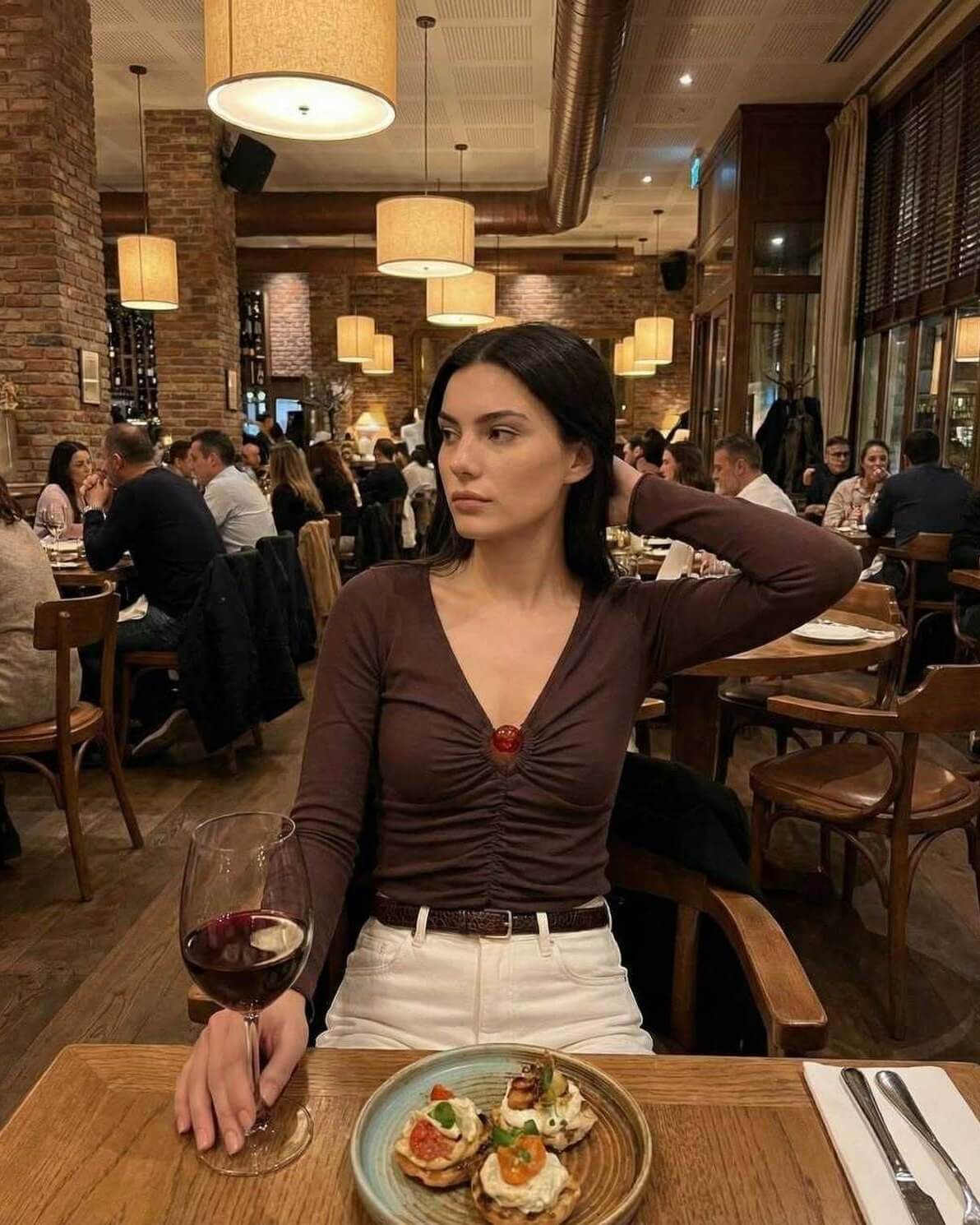 Sienna Long Sleeve - Women’s Brown Long Sleeve Top with Ruched Knit Detail by Lauven, stylish dining setting.