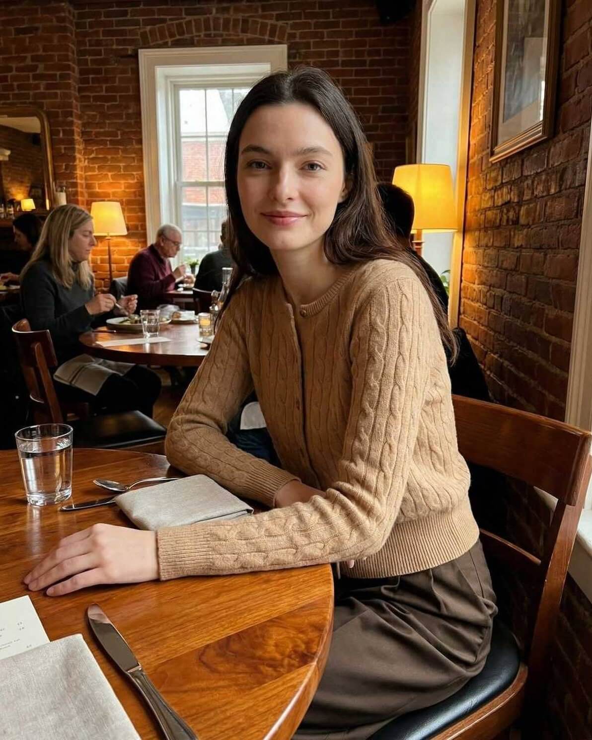 Sienna Cardigan - Women’s Brown Cardigan Sweater in Classic Cable Knit by Lauven.