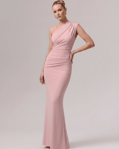 Aurelia Maxi Dress - One-shoulder, smooth stretch jersey, flattering fit, by Lauven for elegant occasions.