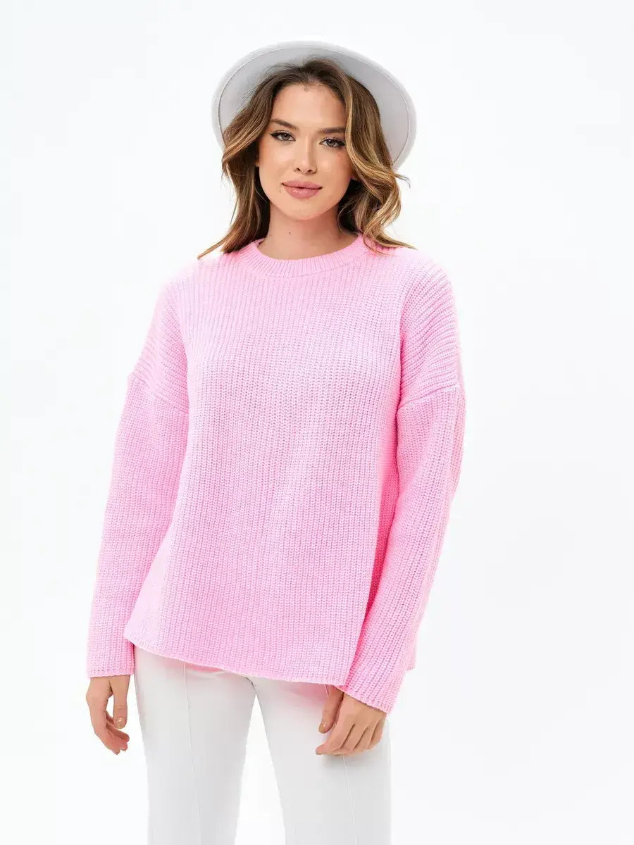 Blossom Sweater by Lauven, elegant oversized knit in soft pink, perfect for women and teenagers.