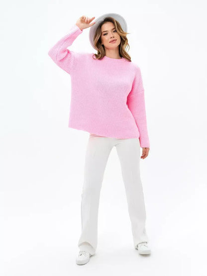 Blossom Sweater by Lauven, elegant oversized knit in soft pink, perfect for women, girls, and teenagers.