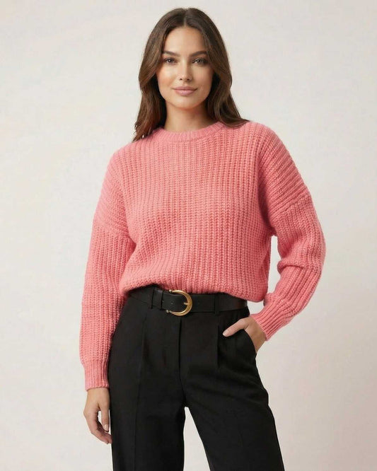 Blossom Sweater by Lauven in soft pink knit with a relaxed modern fit, perfect for effortless everyday styling.