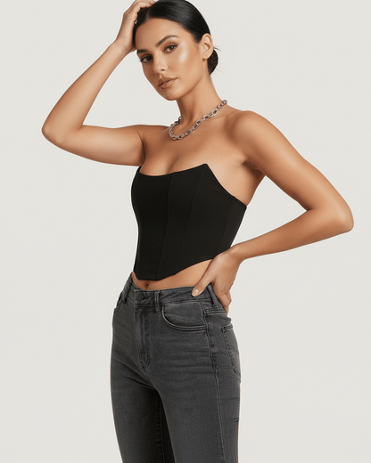Celeste Corset Top by Lauven, showcasing structured design and soft fabric, perfect for a stylish and elegant look.