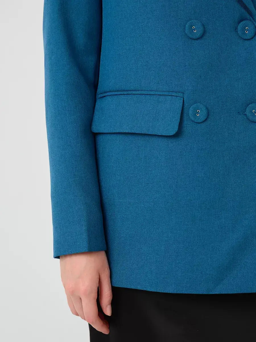 Diana Blazer by Lauven, showcasing a cropped design with elegant button detailing and relaxed fit.