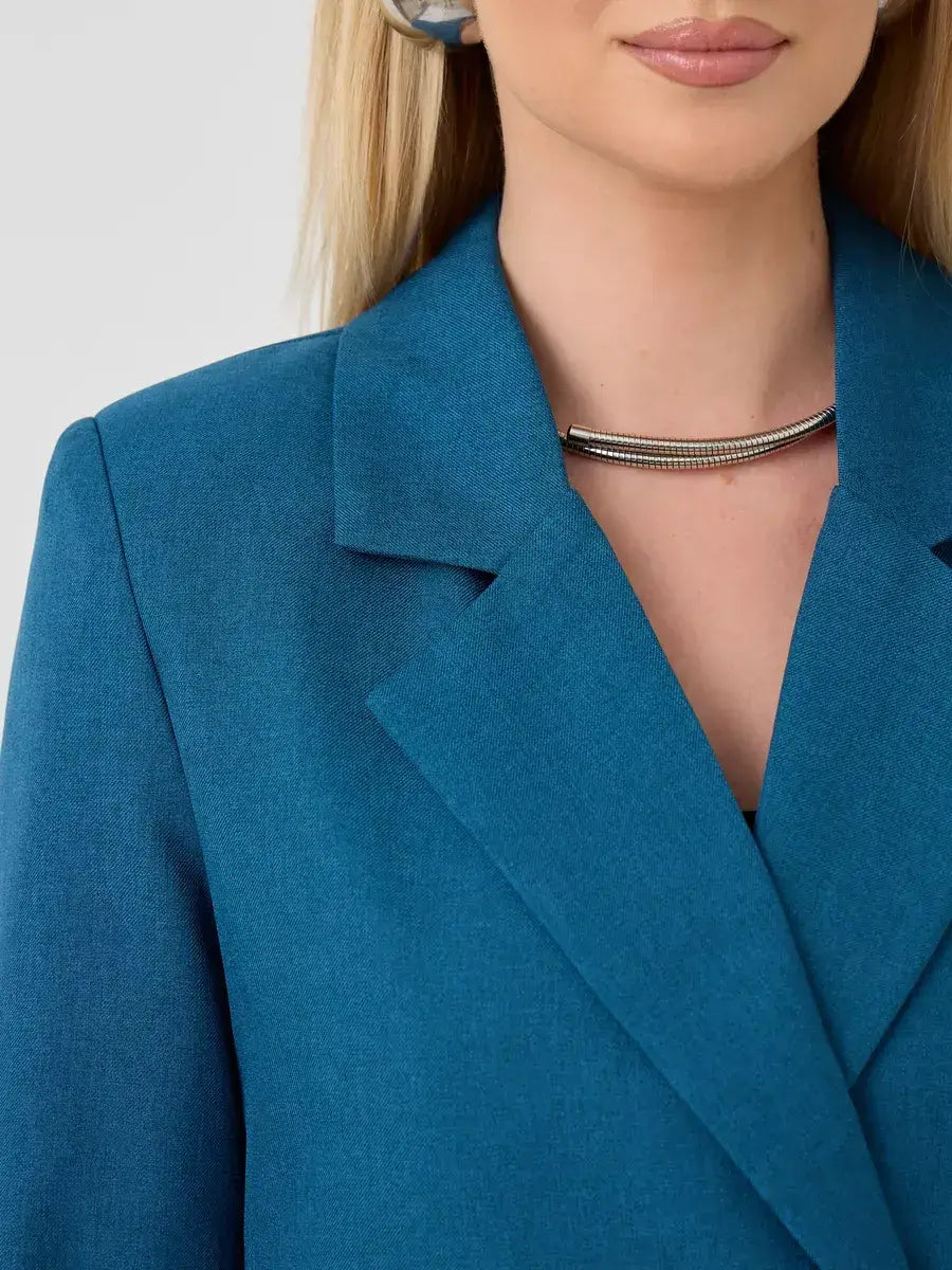 Diana Blazer from Lauven, showcasing classic cropped elegance in a sophisticated blue design.
