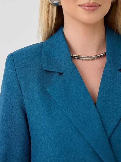 Diana Blazer from Lauven, showcasing classic cropped elegance in a sophisticated blue design.