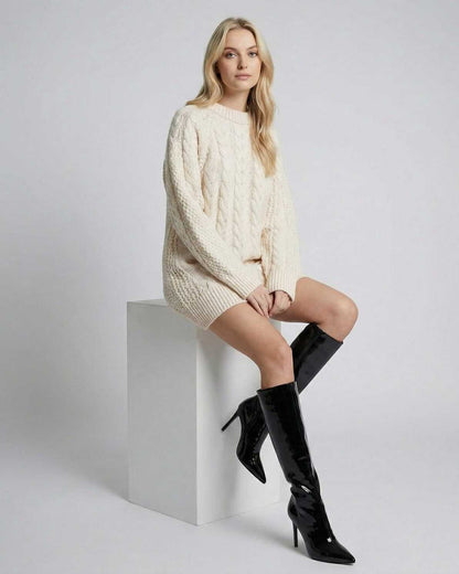 Eira Sweater by Lauven - Minimal cable-knit comfort in a modern silhouette with long sleeves and a relaxed fit.