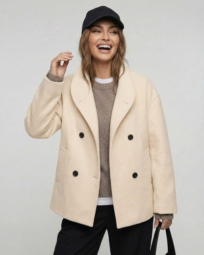 Elara Jacket by Lauven – Women’s Beige Oversized Jacket ideal for workwear and fall style.
