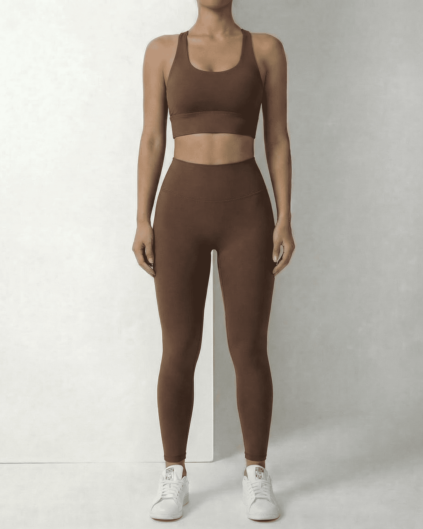 Hazel Leggings by Lauven - Sleek brown high-waist leggings for comfort and style.