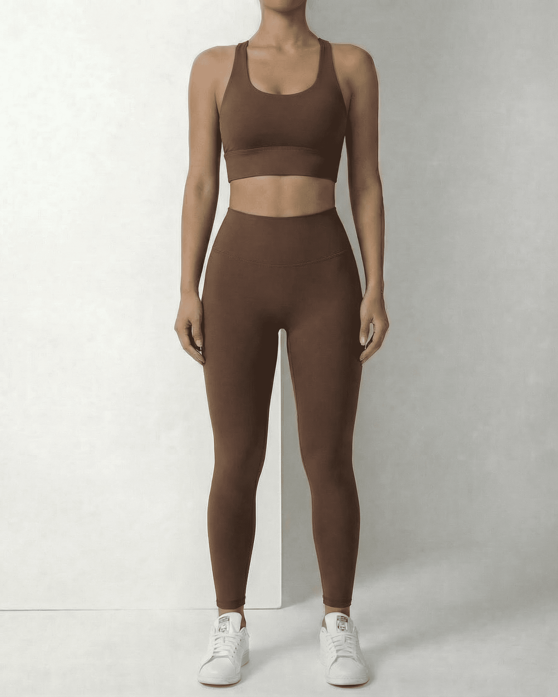 Hazel Leggings by Lauven - Sleek brown high-waist leggings for comfort and style.