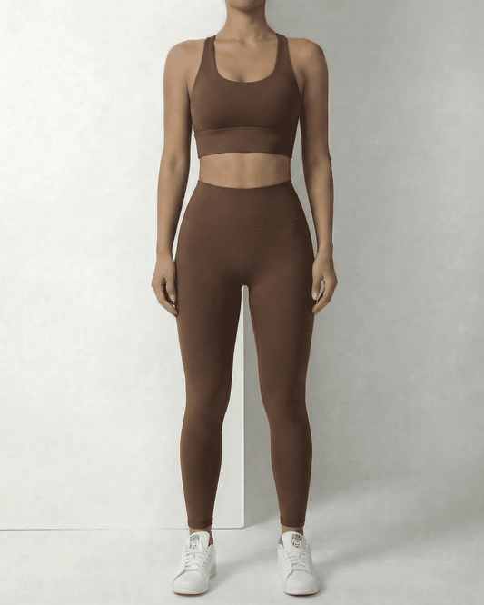 Hazel Leggings by Lauven - Sleek brown high-waist leggings for comfort and style.