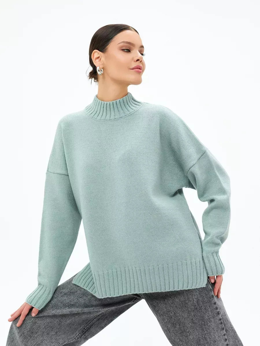 Celeste Sweater by Lauven in mint green, oversized wool blend knit perfect for seasonal layering.