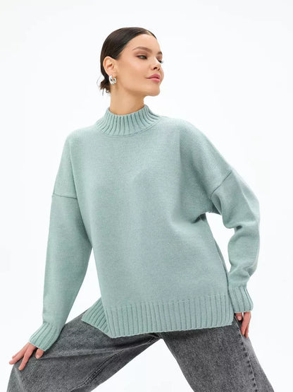 Celeste Sweater by Lauven in mint green, oversized wool blend knit perfect for seasonal layering.
