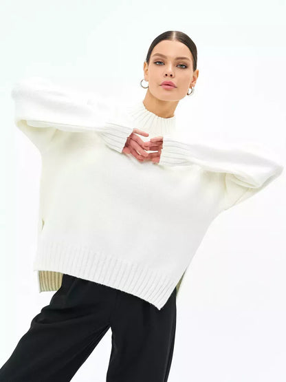 Astra Sweater by Lauven, oversized wool blend knit in elegant cream white, showcasing comfort and modern style.