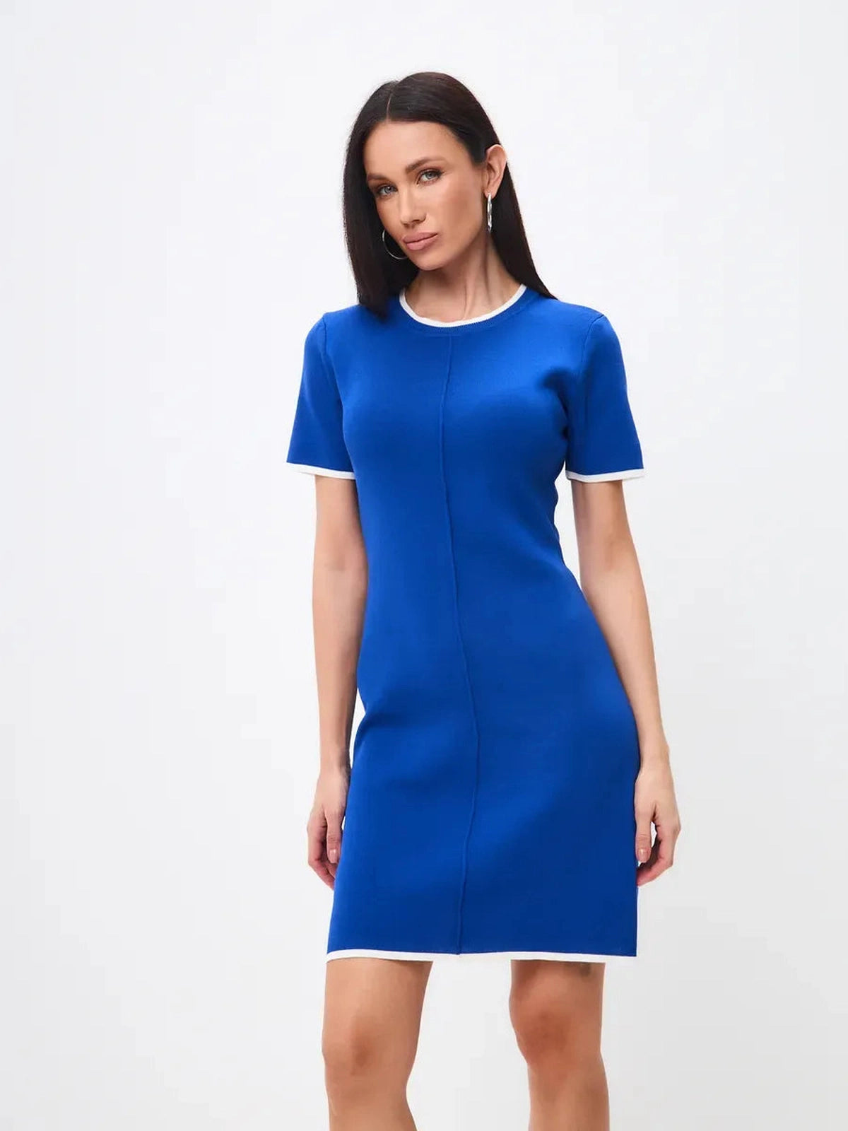 Asteria Mini Dress by Lauven featuring a sleek blue silhouette with contrast trim, ideal for stylish everyday wear.