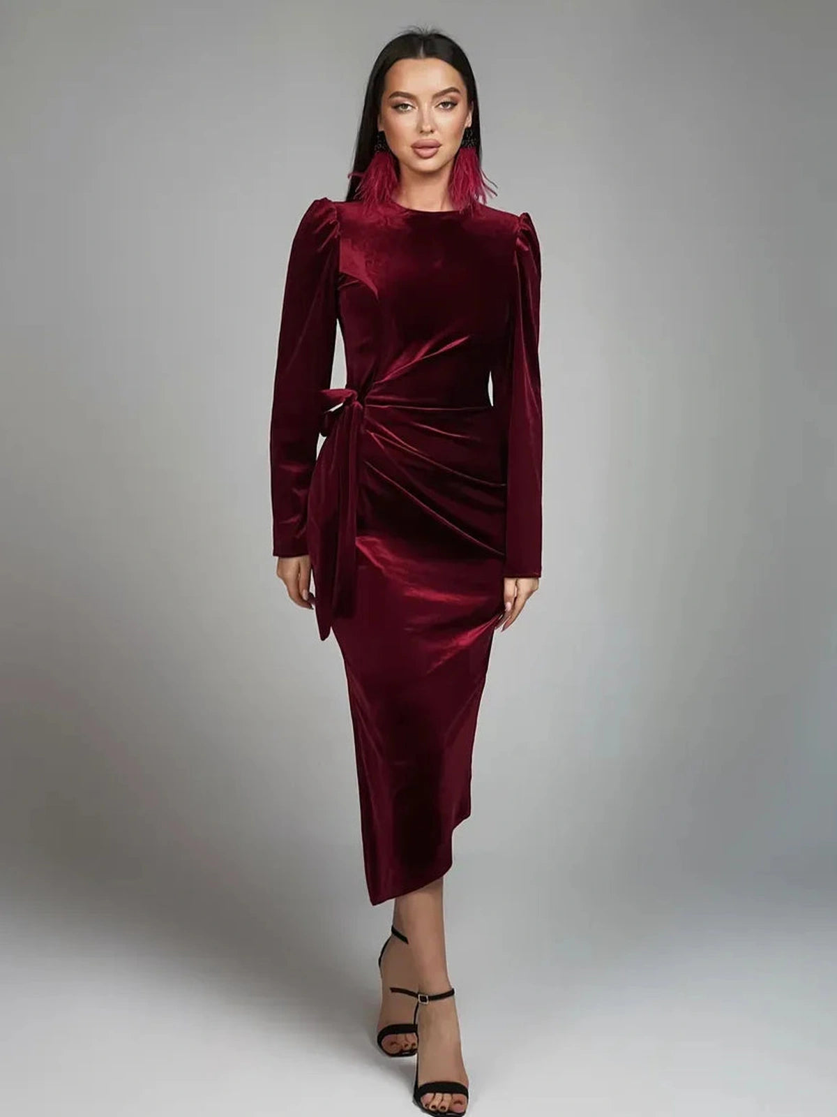 Maroon Midi Dress
