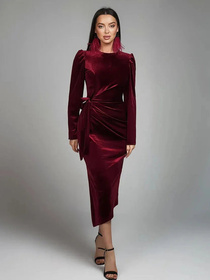 Maroon Midi Dress