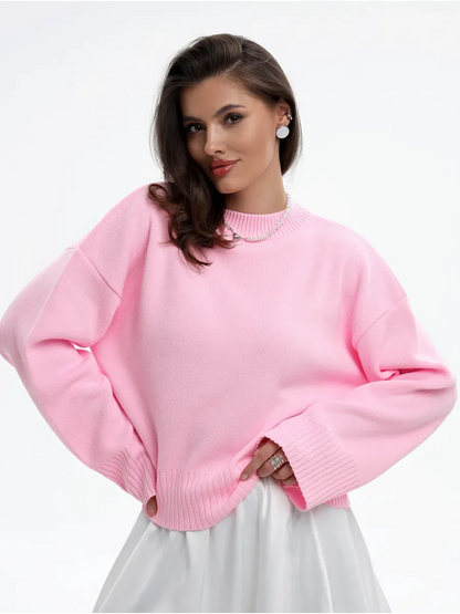 Lyra Sweater by Lauven in soft pink oversized knit, stylish and feminine, perfect for seasonal outfits.