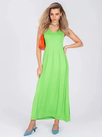 Verde Maxi Dress by Lauven - Fresh green knit dress featuring a fitted silhouette and ribbed texture for effortless movement.