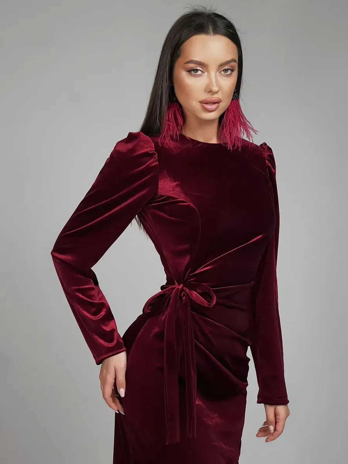 Maroon Midi Dress