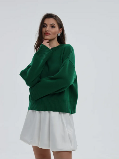 Emerald Sweater by Lauven, oversized knitwear in rich green, perfect for stylish fall and winter layering.