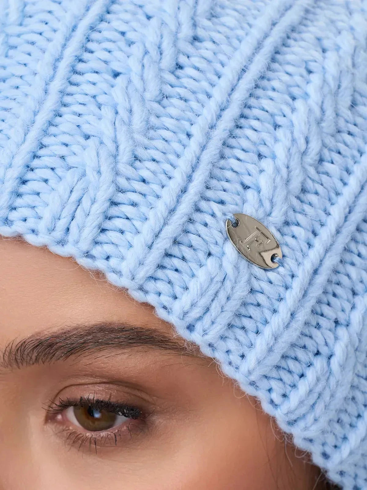 Sky Blue Knitted Beanie Hat