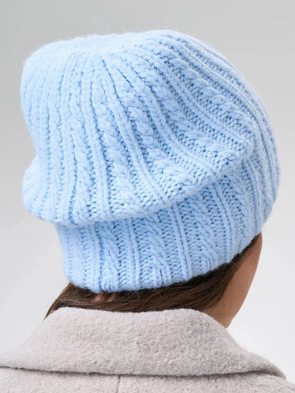 Sky Blue Knitted Beanie Hat