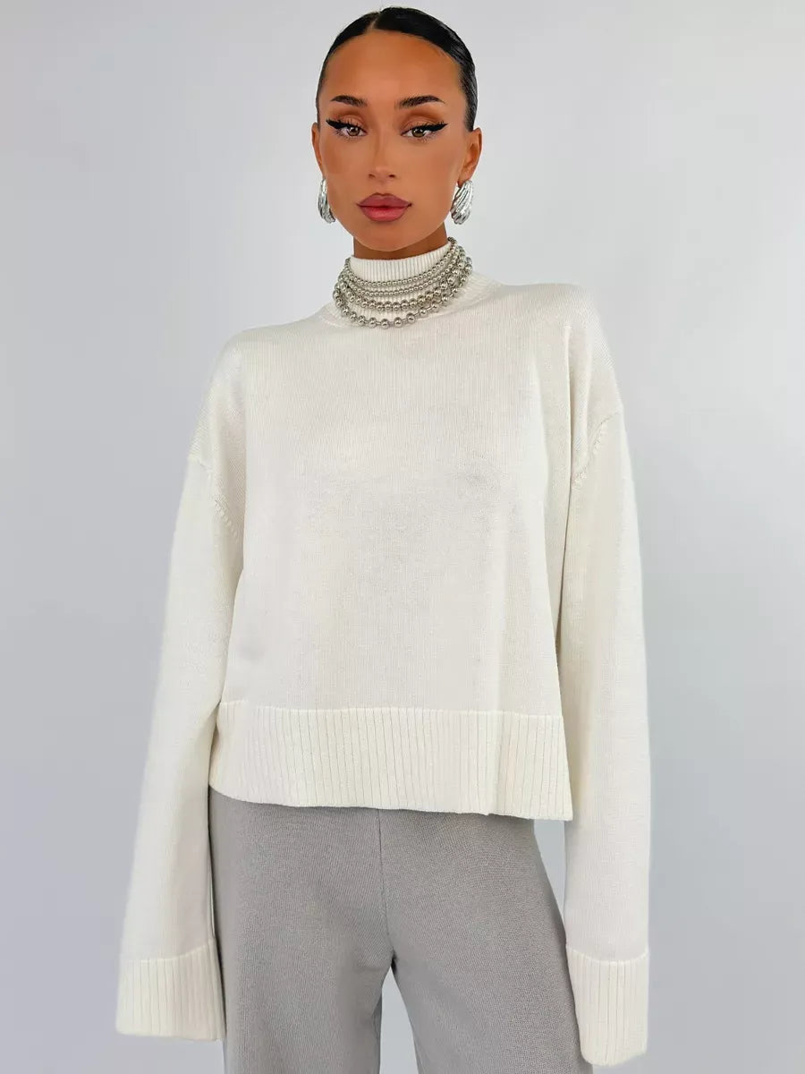 Bianca Sweater by Lauven, oversized cotton blend knit in elegant white for chic casual styling.