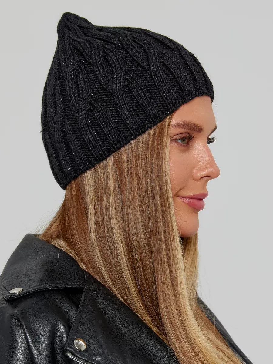 Onyx Lurex Knit Hat