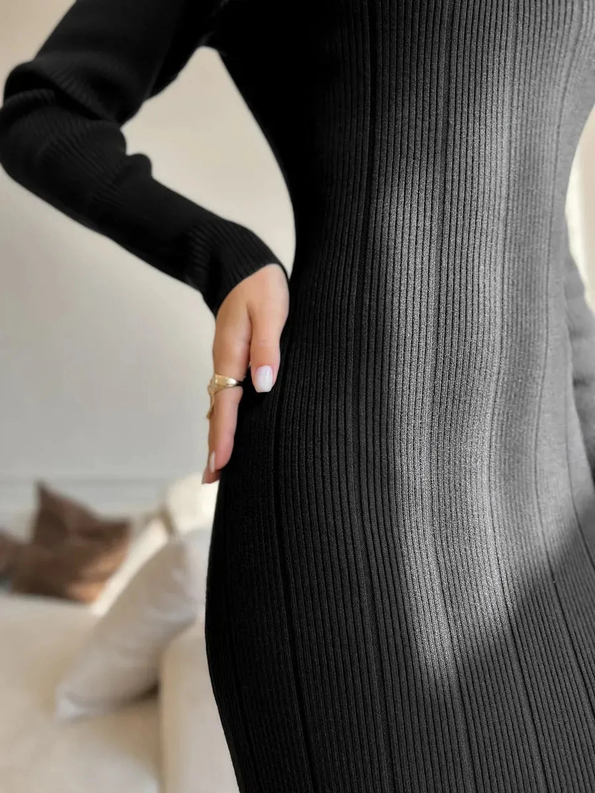 Noir Knit Midi Dress