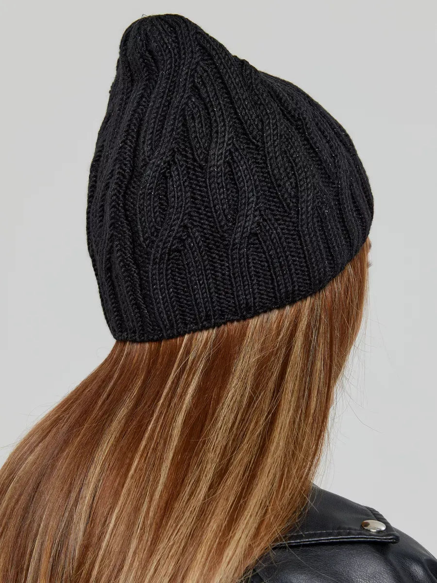 Onyx Lurex Knit Hat