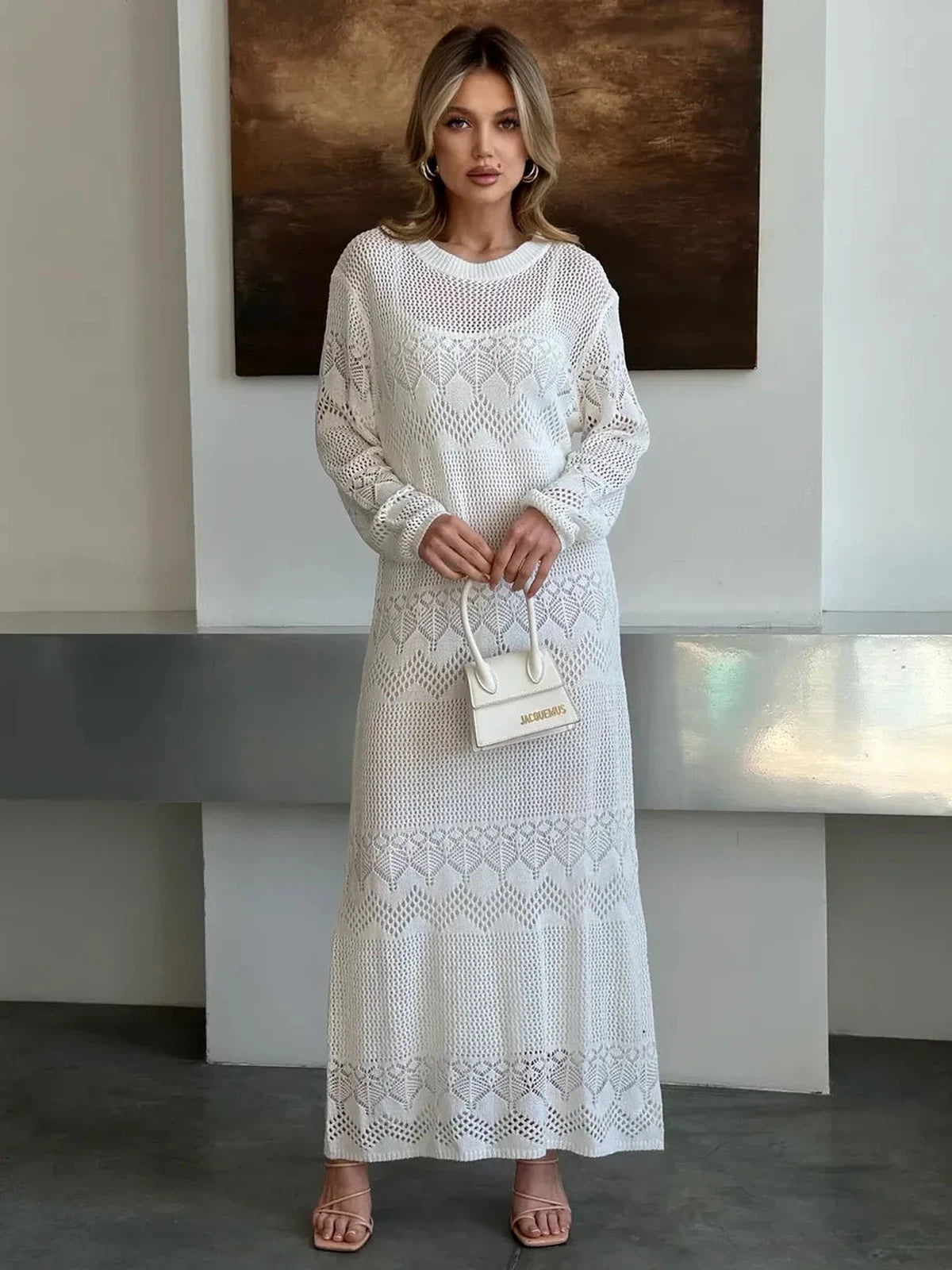 Aurelia Maxi Dress by Lauven showcases airy crochet elegance for elevated summer styling, perfect for all-day comfort.