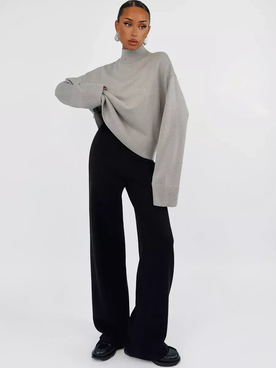 Arden Sweater by Lauven - Oversized gray cotton blend knit for modern elegance and comfort.