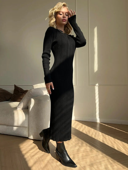 Noir Knit Midi Dress