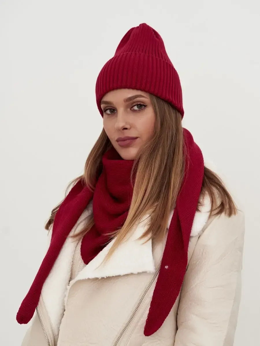 Crimson Beanie & Scarf Set