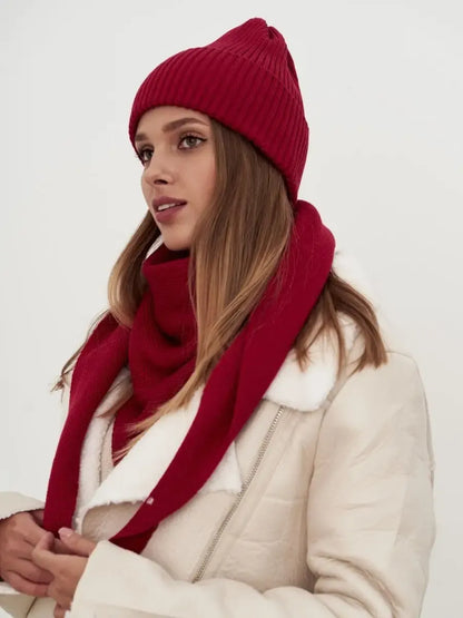Crimson Beanie & Scarf Set