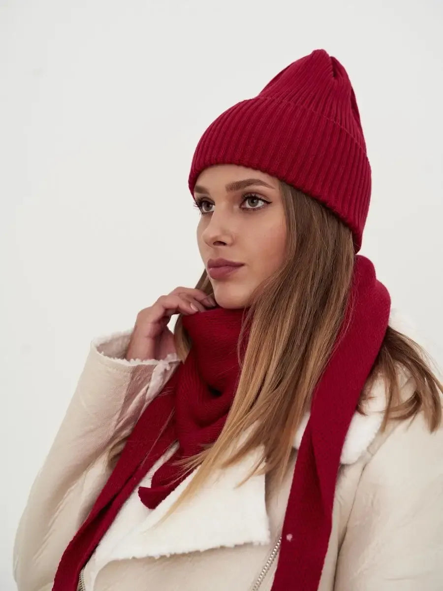 Crimson Beanie & Scarf Set