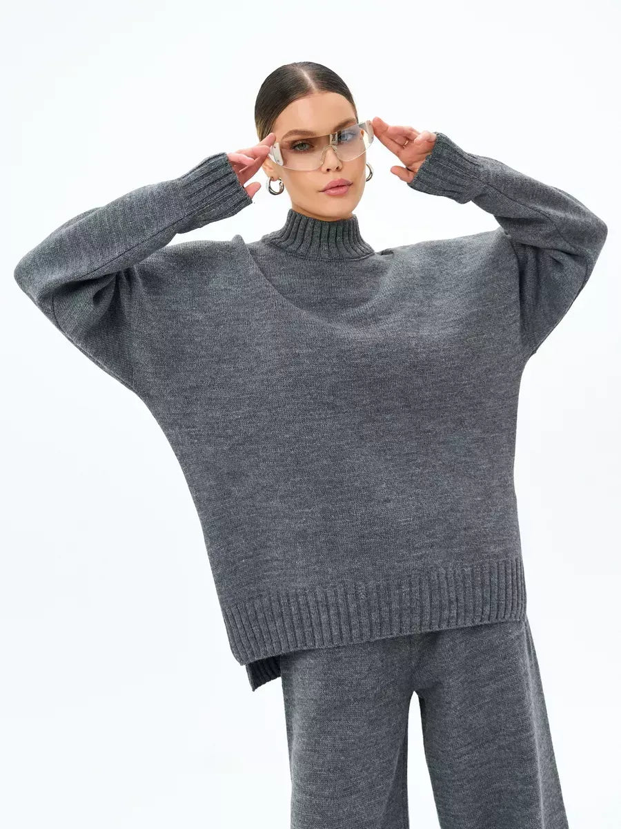 Orion Sweater by Lauven, oversized wool blend knit in graphite gray, perfect for fall and winter style.