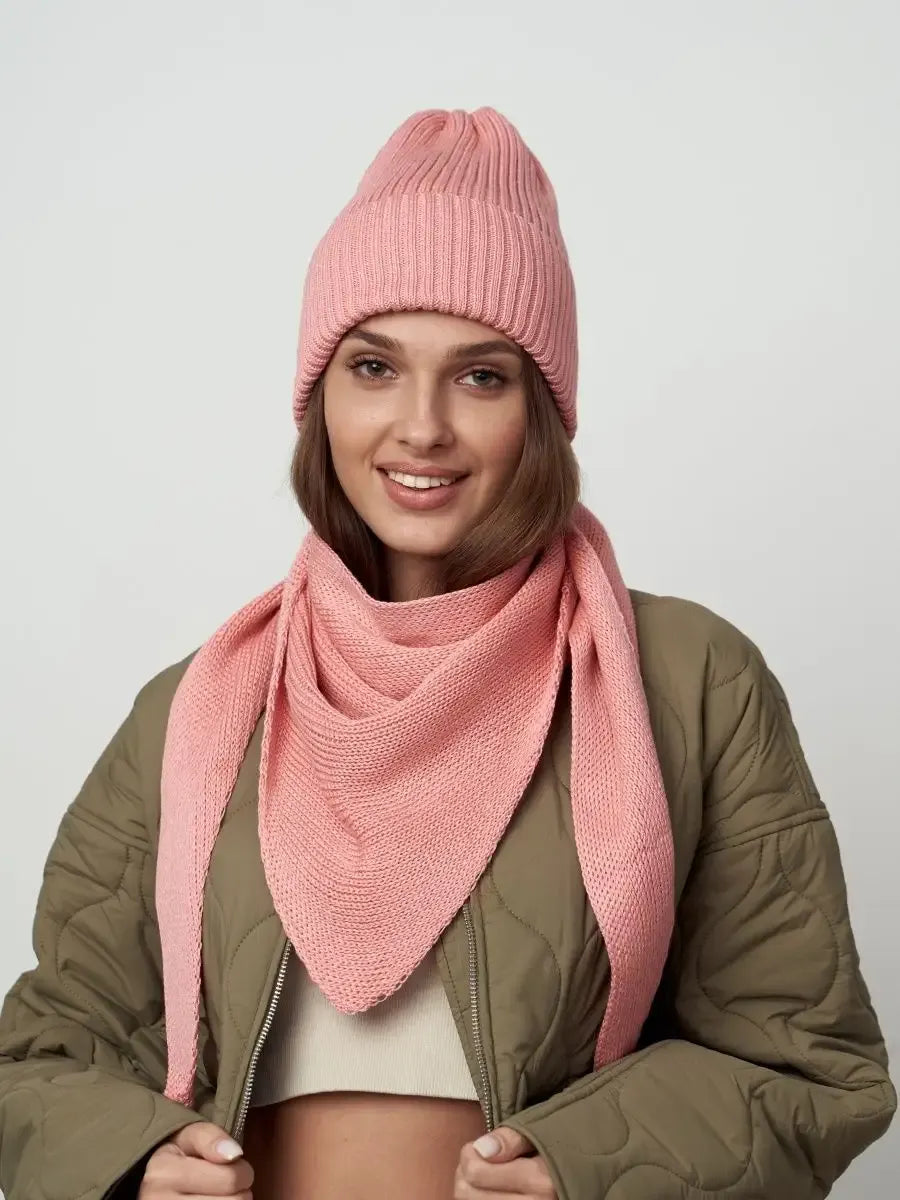 Peach Blossom Beanie & Scarf Set