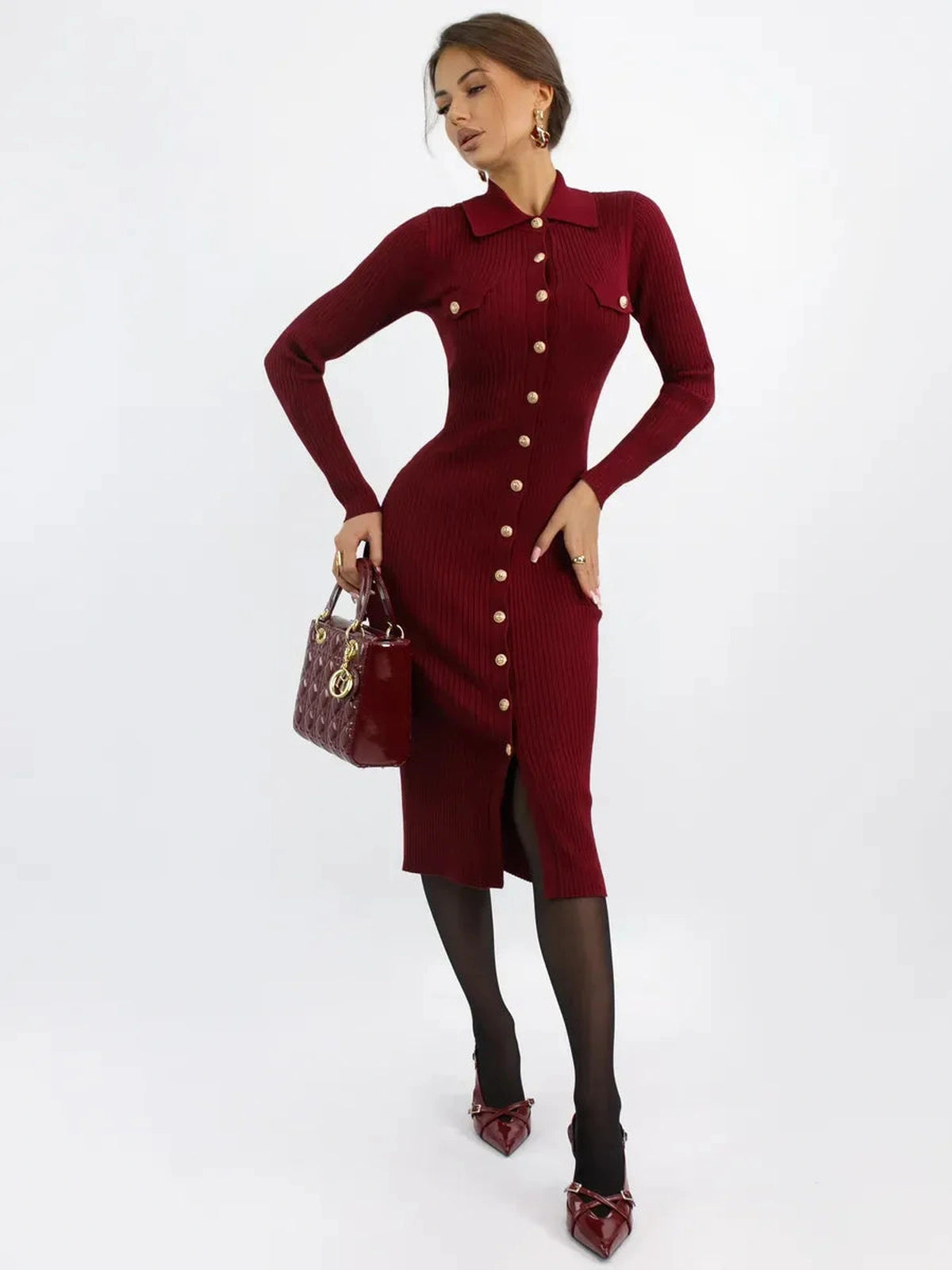 Marsala Midi Dress