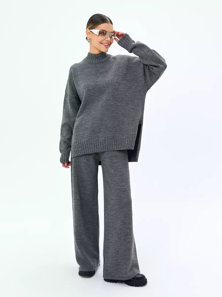 Orion Sweater by Lauven, oversized wool blend knit in graphite gray, perfect for chic fall styling.
