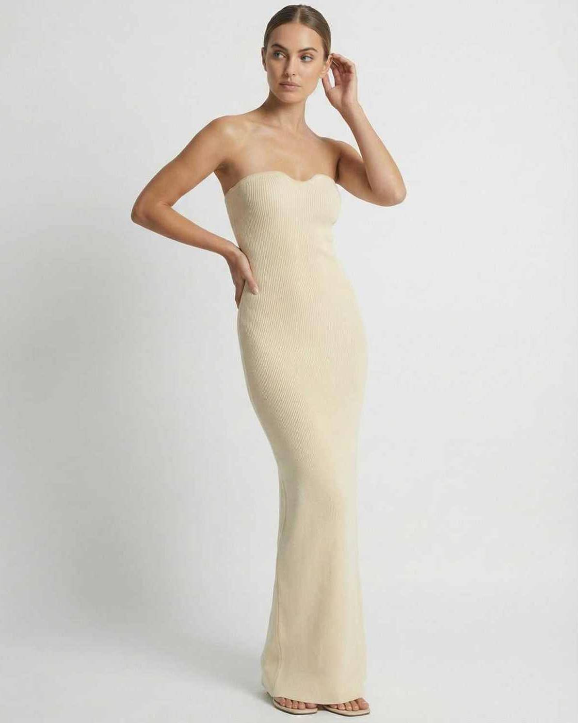 Aurora Maxi Dress by Lauven - Strapless, slim fit, ankle-length elegant women’s dress.