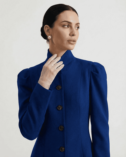 Lauven Bleuette Blazer with refined stand collar and puff sleeves, showcasing sophisticated style and tailoring.